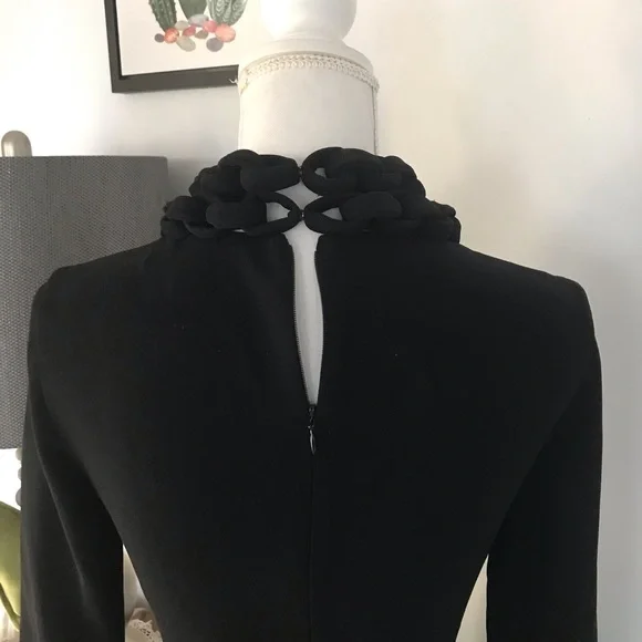 SOLD black crepe dress ornate collar by Diane Von Furstenburg sz XS 2 - Picture 11 of 14